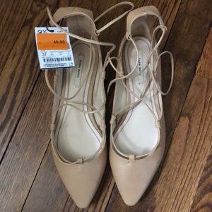NWT Zara leather ballet flats